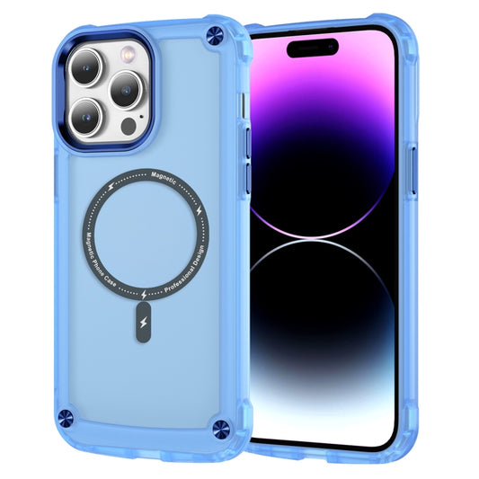 For iPhone 14 Pro Max Skin Feel TPU + PC MagSafe Magnetic Phone Case(Transparent Blue) by buy2fix