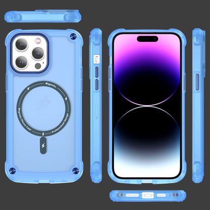 For iPhone 14 Pro Max Skin Feel TPU + PC MagSafe Magnetic Phone Case(Transparent Blue) - iPhone 14 Pro Max Cases by buy2fix | Online Shopping UK | buy2fix