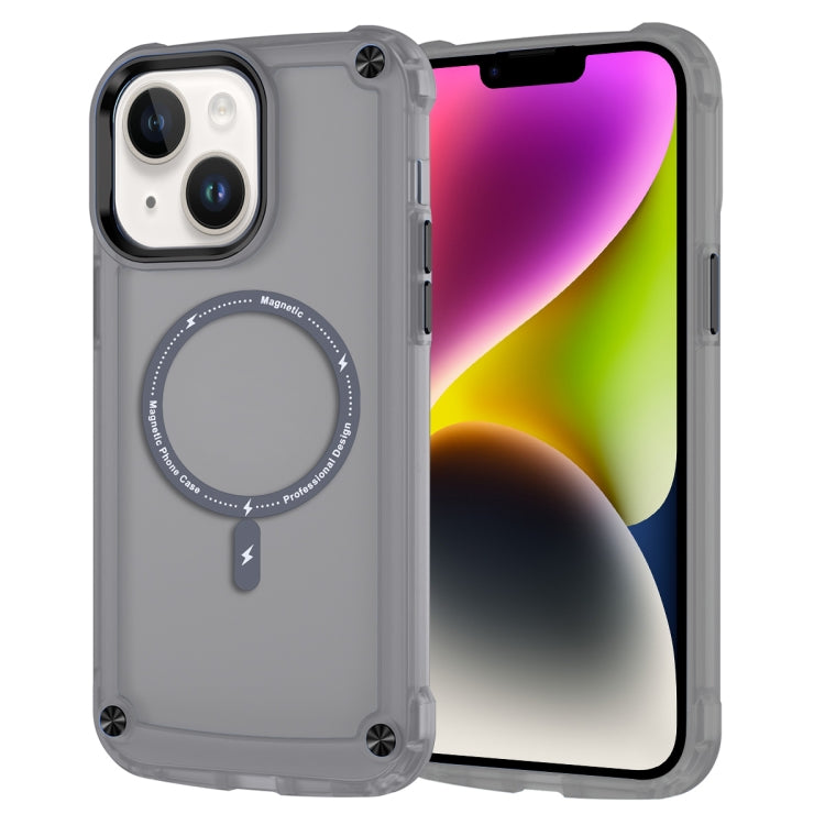 For iPhone 15 Skin Feel TPU + PC MagSafe Magnetic Phone Case(Transparent Black) - iPhone 15 Cases by buy2fix | Online Shopping UK | buy2fix