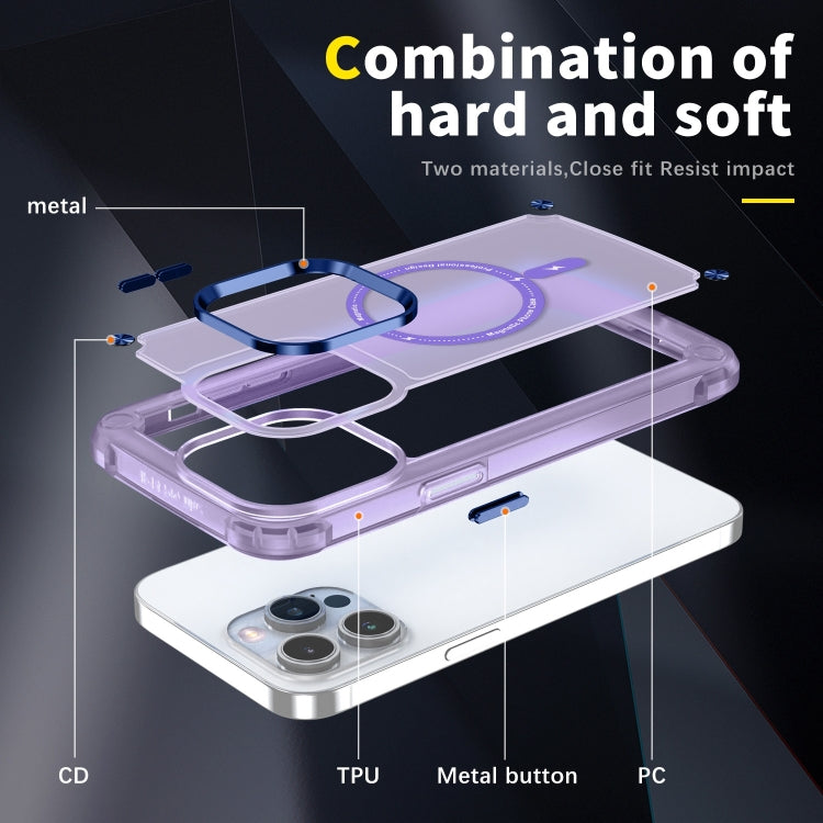 For iPhone 16 Pro Max Skin Feel TPU + PC MagSafe Magnetic Phone Case(Transparent Purple) - iPhone 16 Pro Max Cases by buy2fix | Online Shopping UK | buy2fix