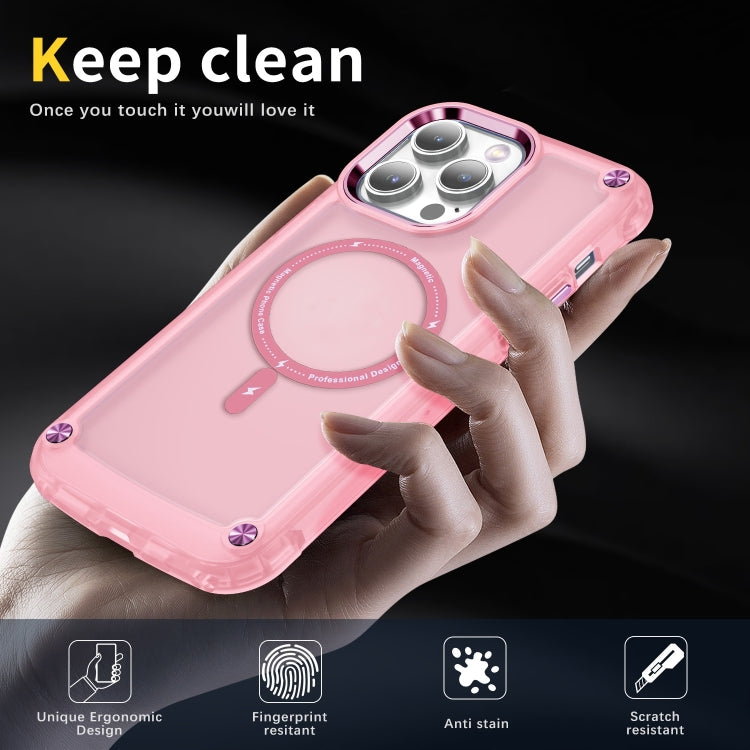 For iPhone 16 Pro Skin Feel TPU + PC MagSafe Magnetic Phone Case(Transparent Pink) - iPhone 16 Pro Cases by buy2fix | Online Shopping UK | buy2fix