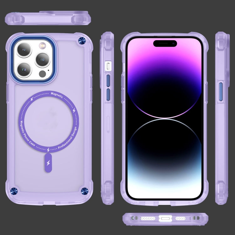 For iPhone 16 Pro Skin Feel TPU + PC MagSafe Magnetic Phone Case(Transparent Purple) - iPhone 16 Pro Cases by buy2fix | Online Shopping UK | buy2fix