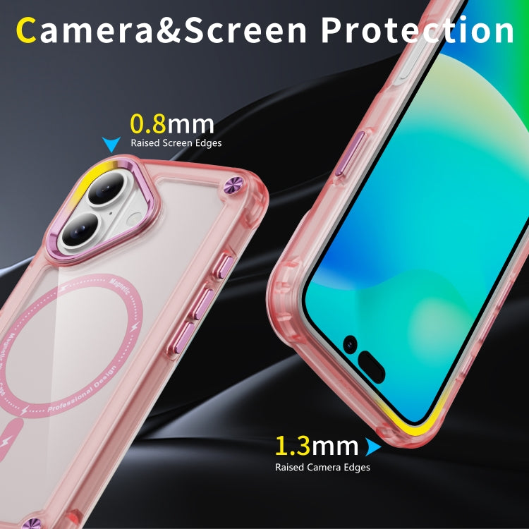 For iPhone 16 Plus Skin Feel TPU + PC MagSafe Magnetic Phone Case(Transparent Pink) - iPhone 16 Plus Cases by buy2fix | Online Shopping UK | buy2fix