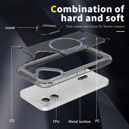 For iPhone 16 Plus Skin Feel TPU + PC MagSafe Magnetic Phone Case(Transparent Black) - iPhone 16 Plus Cases by buy2fix | Online Shopping UK | buy2fix