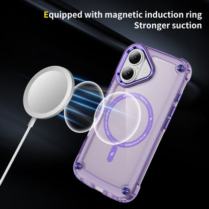 For iPhone 16 Plus Skin Feel TPU + PC MagSafe Magnetic Phone Case(Transparent Purple) - iPhone 16 Plus Cases by buy2fix | Online Shopping UK | buy2fix