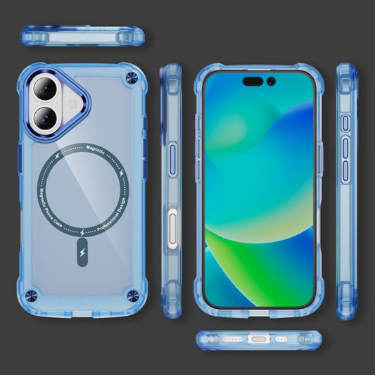 For iPhone 16 Skin Feel TPU + PC MagSafe Magnetic Phone Case(Transparent Blue) by buy2fix