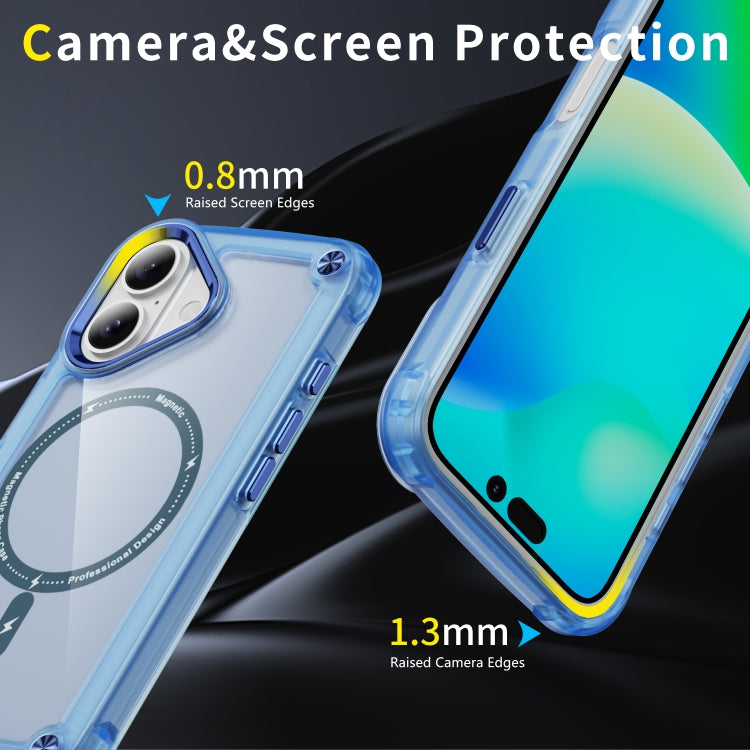 For iPhone 16 Skin Feel TPU + PC MagSafe Magnetic Phone Case(Transparent Blue) - iPhone 16 Cases by buy2fix | Online Shopping UK | buy2fix