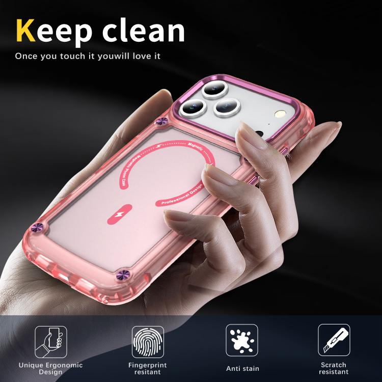 For iPhone 17 Pro Skin Feel TPU + PC MagSafe Magnetic Phone Case(Transparent Pink) - iPhone 17 Pro Cases by buy2fix | Online Shopping UK | buy2fix