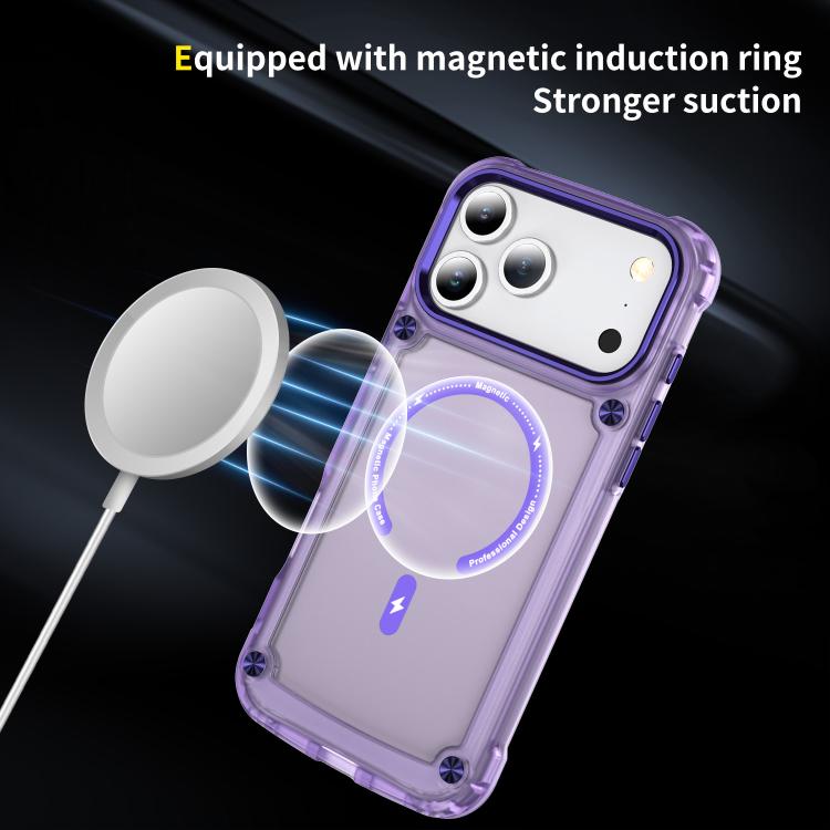 For iPhone 17 Pro Skin Feel TPU + PC MagSafe Magnetic Phone Case(Transparent Purple) - iPhone 17 Pro Cases by buy2fix | Online Shopping UK | buy2fix