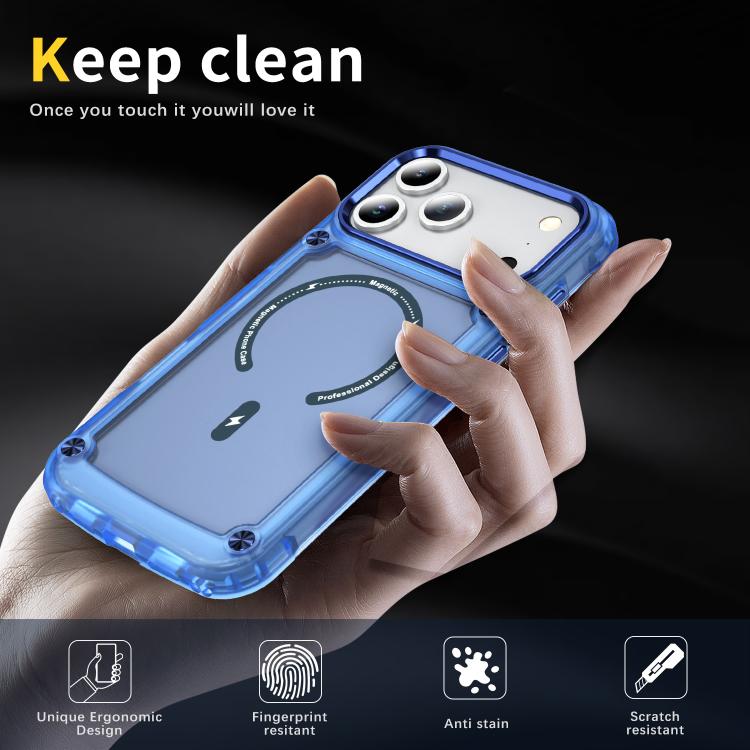 For iPhone 17 Pro Max Skin Feel TPU + PC MagSafe Magnetic Phone Case(Transparent Blue) - iPhone 17 Pro Max Cases by buy2fix | Online Shopping UK | buy2fix