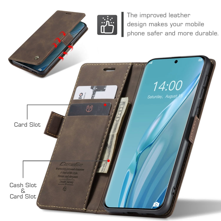 For Huawei P60 Art CaseMe 013 Multifunctional Horizontal Flip Leather Phone Case(Coffee) by CaseMe