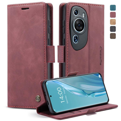 For Huawei P60 Art CaseMe 013 Multifunctional Horizontal Flip Leather Phone Case(Wine Red) by CaseMe