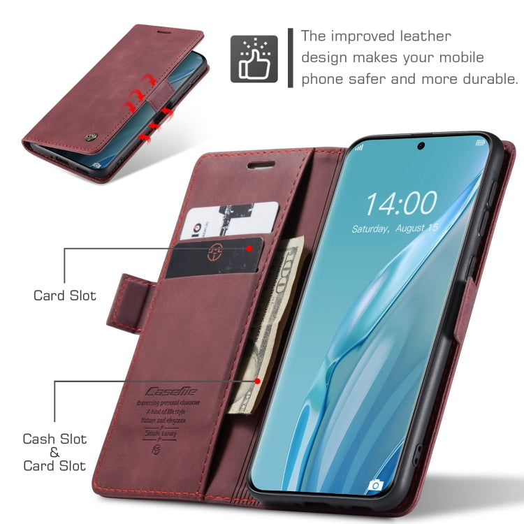 For Huawei P60 Art CaseMe 013 Multifunctional Horizontal Flip Leather Phone Case(Wine Red) by CaseMe