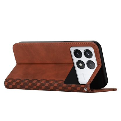 For Xiaomi Redmi K70 / K70 Pro Diamond Splicing Skin Feel Magnetic Leather Phone Case(Brown) - K70 Pro Cases by buy2fix | Online Shopping UK | buy2fix