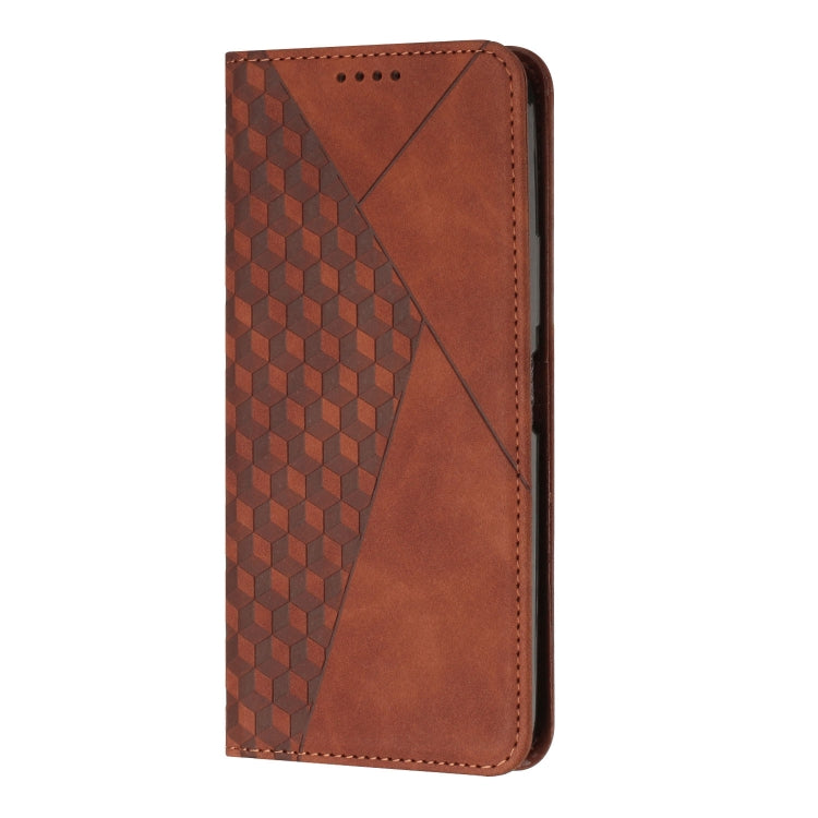 For Xiaomi Redmi Turbo 3 Diamond Splicing Skin Feel Magnetic Leather Phone Case(Brown) - Xiaomi Cases by buy2fix | Online Shopping UK | buy2fix