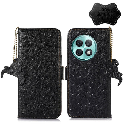 For OnePlus Ace 2 Pro Ostrich Pattern Genuine Leather RFID Phone Case(Black) - OnePlus Cases by buy2fix | Online Shopping UK | buy2fix