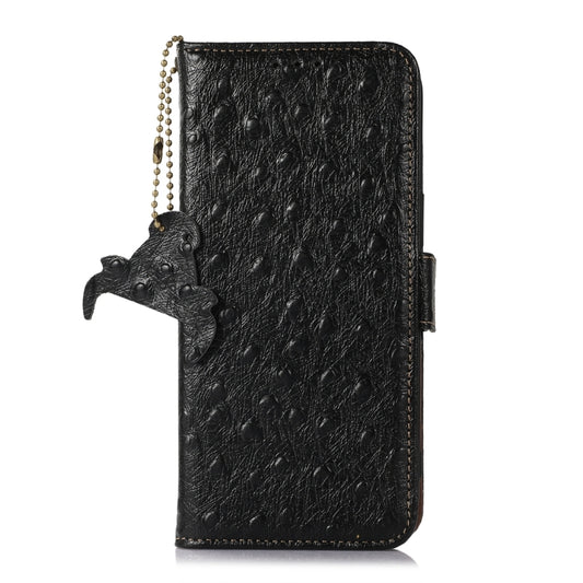 For OnePlus Ace 2 Pro Ostrich Pattern Genuine Leather RFID Phone Case(Black) - OnePlus Cases by buy2fix | Online Shopping UK | buy2fix