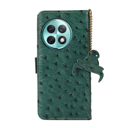 For OnePlus Ace 2 Pro Ostrich Pattern Genuine Leather RFID Phone Case(Green) - OnePlus Cases by buy2fix | Online Shopping UK | buy2fix
