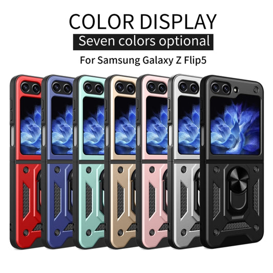 For Samsung Galaxy Z Flip5 Armor Magnetic Bracket TPU+PC Phone Case(Rose Gold) by buy2fix