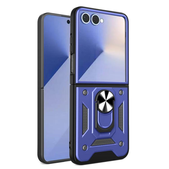 For Samsung Galaxy Z Flip8 5G Armor Magnetic Bracket TPU+PC Phone Case(Blue)