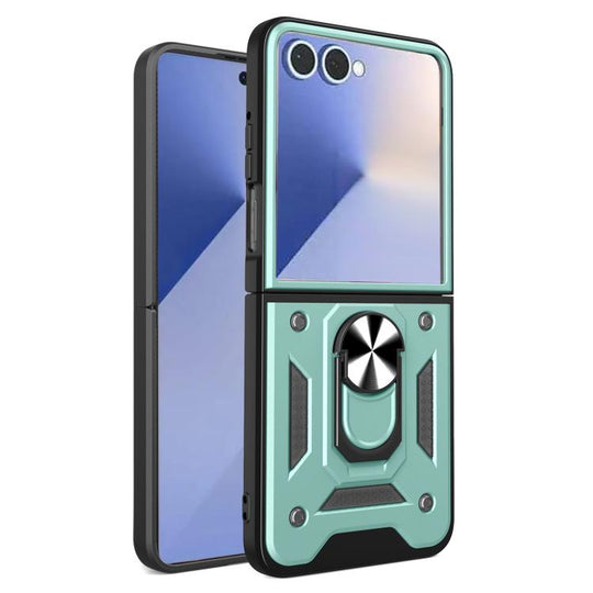 For Samsung Galaxy Z Flip8 5G Armor Magnetic Bracket TPU+PC Phone Case(Green)