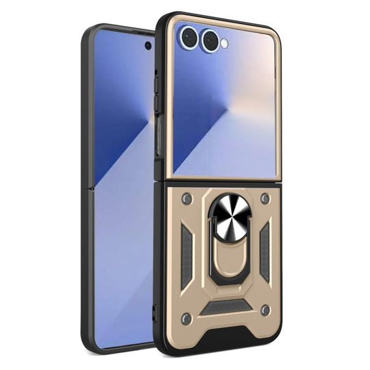 For Samsung Galaxy Z Flip8 5G Armor Magnetic Bracket TPU+PC Phone Case(Gold)