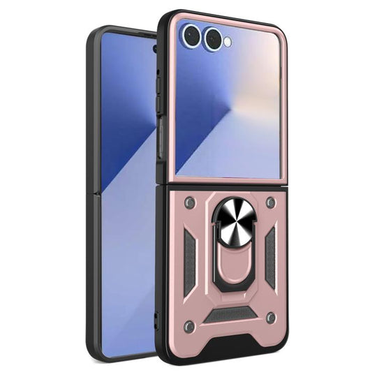 For Samsung Galaxy Z Flip8 5G Armor Magnetic Bracket TPU+PC Phone Case(Rose Gold)