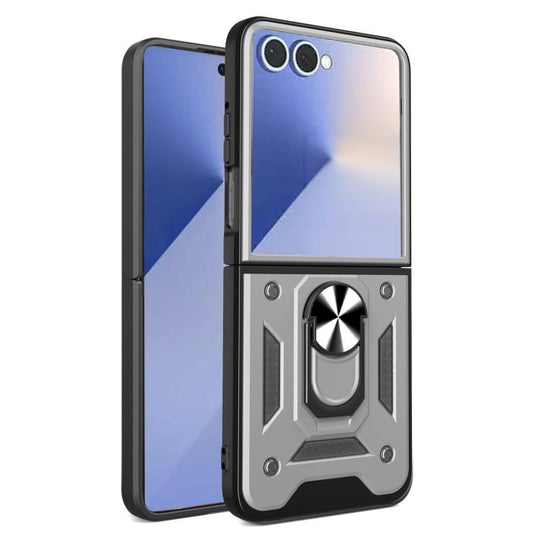 For Samsung Galaxy Z Flip8 5G Armor Magnetic Bracket TPU+PC Phone Case(Silver)