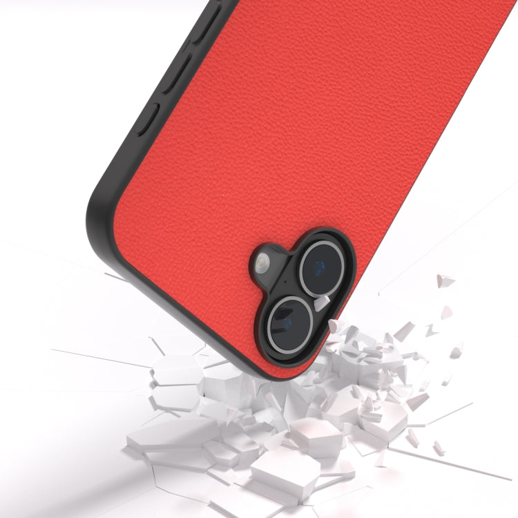 For iPhone 16 Plus ABEEL Genuine Leather Luolai Series Phone Case(Red) - iPhone 16 Plus Cases by buy2fix | Online Shopping UK | buy2fix