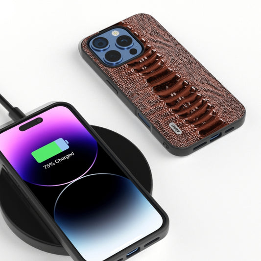 For iPhone 16 Pro Max ABEEL Genuine Leather Weilai Series Phone Case(Coffee) by buy2fix