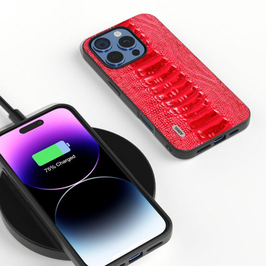 For iPhone 16 Pro Max ABEEL Genuine Leather Weilai Series Phone Case(Red) by buy2fix