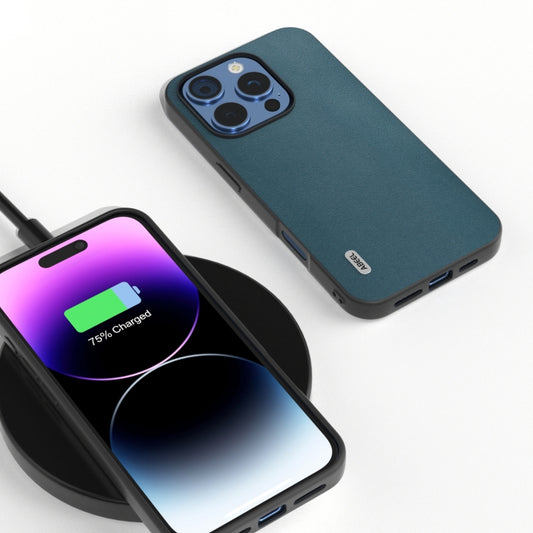 For iPhone 16 Pro ABEEL Genuine Leather Xiaoya Series Phone Case(Dark Green) by buy2fix