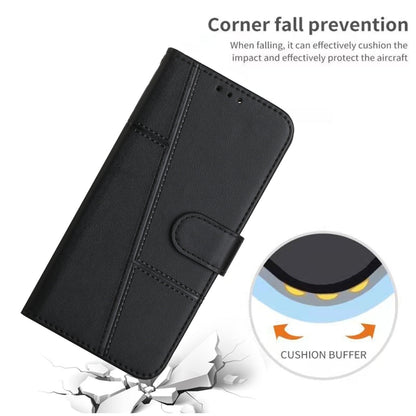 For Xiaomi Redmi K70E Stitching Calf Texture Buckle Leather Phone Case(Black) - K70E Cases by buy2fix | Online Shopping UK | buy2fix