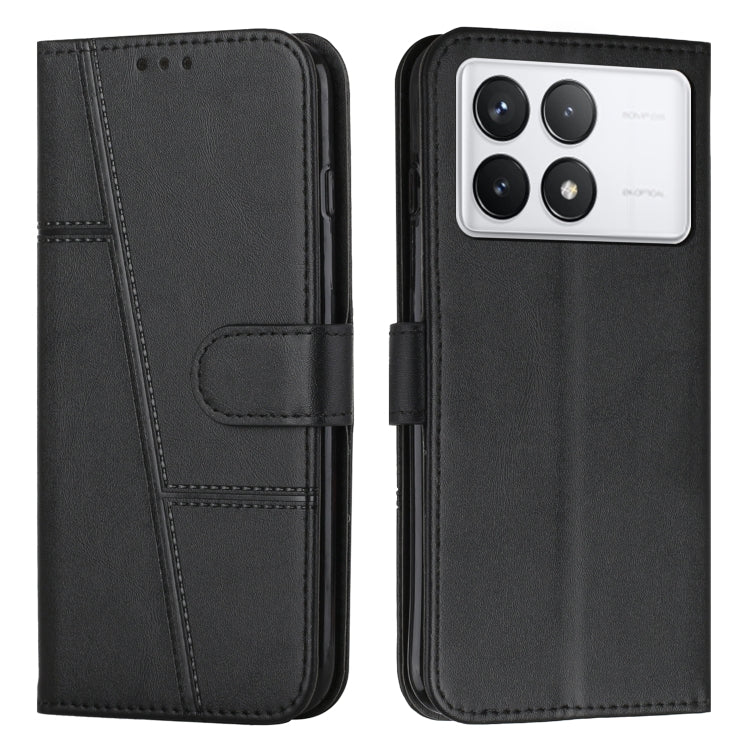 For Xiaomi Redmi K70 / K70 Pro Stitching Calf Texture Buckle Leather Phone Case(Black) by buy2fix