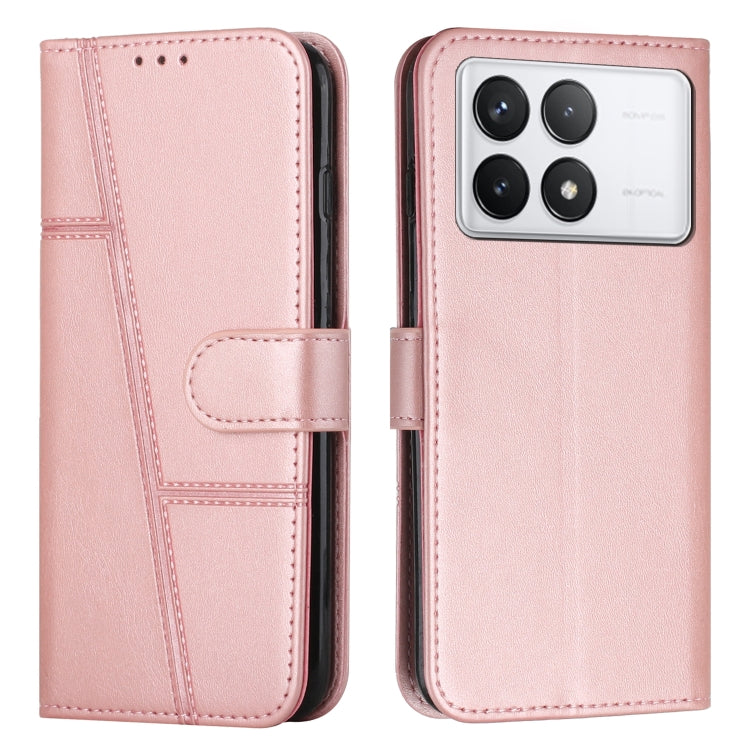 For Xiaomi Redmi K70 / K70 Pro Stitching Calf Texture Buckle Leather Phone Case(Rose Gold) - K70 Pro Cases by buy2fix | Online Shopping UK | buy2fix