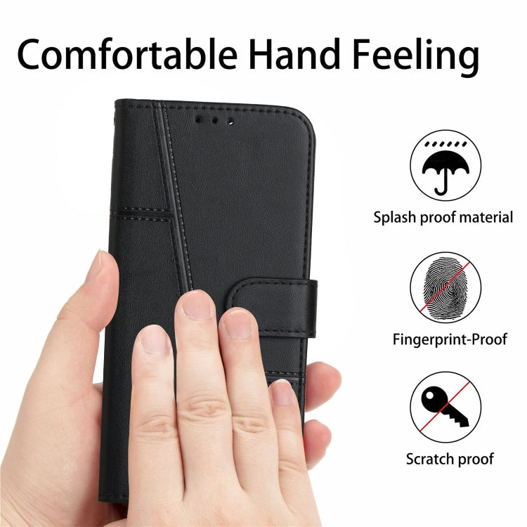 For Xiaomi Redmi Note 13 Pro 4G Global Stitching Calf Texture Buckle Leather Phone Case(Black) - Note 13 Pro Cases by buy2fix | Online Shopping UK | buy2fix