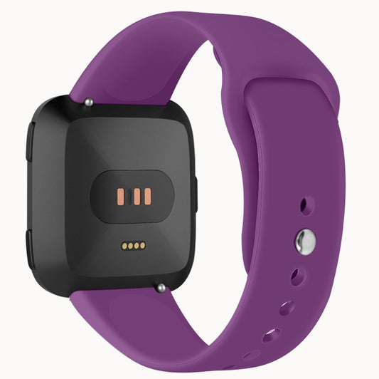 For Fitbit Versa 2 / Fitbit Versa / Fitbit Versa Lite Solid Color Silicone Watch Band, Size:L(Purple) by buy2fix
