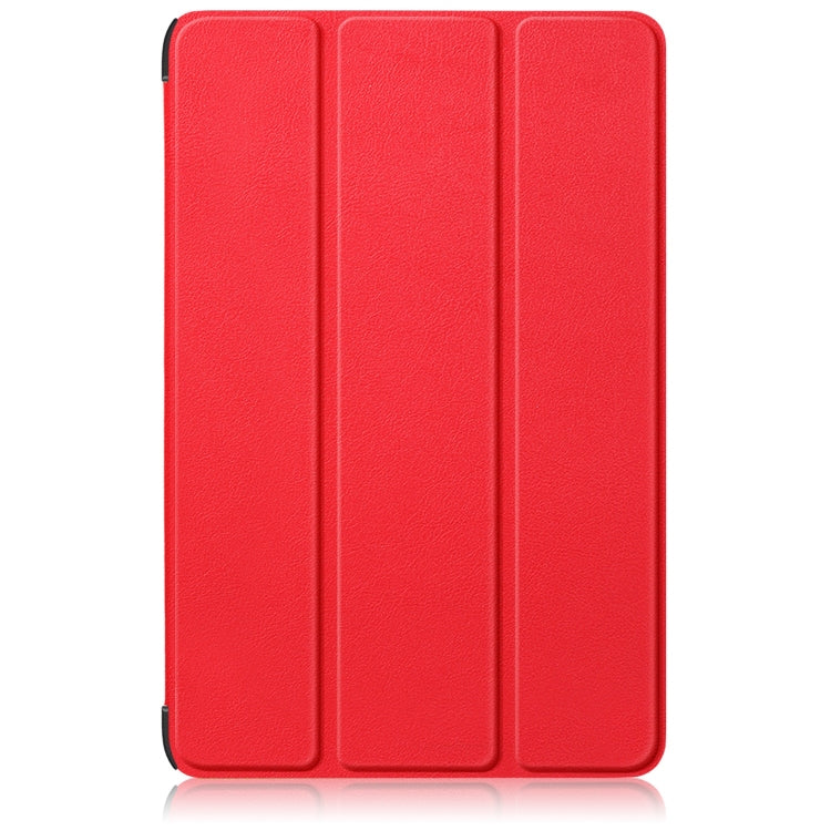 For Samsung Galaxy Tab S9+ Custer Pure Color 3-Fold Holder Smart Leather Tablet Case(Red) - Galaxy Tab S9+ Cases by buy2fix | Online Shopping UK | buy2fix