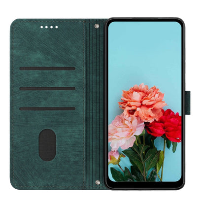 For Infinix Hot 40i Skin Feel Stripe Pattern Leather Phone Case with Lanyard(Green) - Infinix Cases by buy2fix | Online Shopping UK | buy2fix