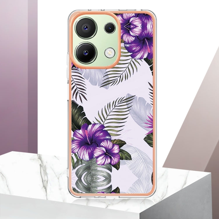 For Xiaomi Redmi Note 13 4G Global Electroplating IMD TPU Phone Case(Purple Flower) - Note 13 Cases by buy2fix | Online Shopping UK | buy2fix