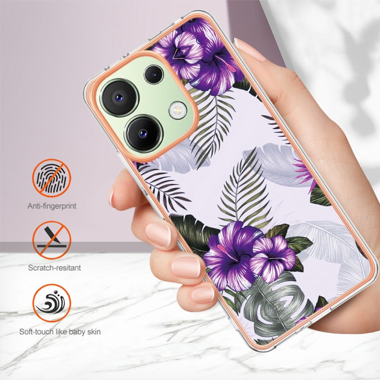 For Xiaomi Redmi Note 13 4G Global Electroplating IMD TPU Phone Case(Purple Flower) - Note 13 Cases by buy2fix | Online Shopping UK | buy2fix