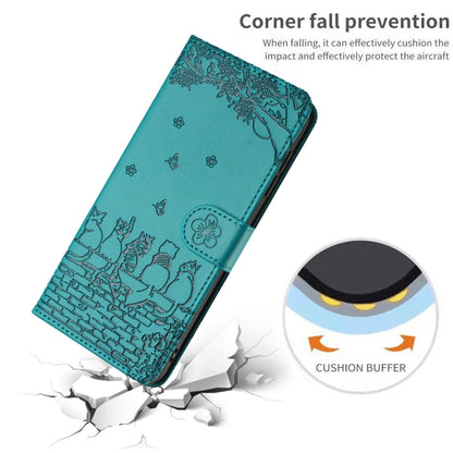 For Xiaomi Poco X4 Pro 5G Cat Embossing Pattern Leather Phone Case with Lanyard(Blue) - Xiaomi Cases by buy2fix | Online Shopping UK | buy2fix