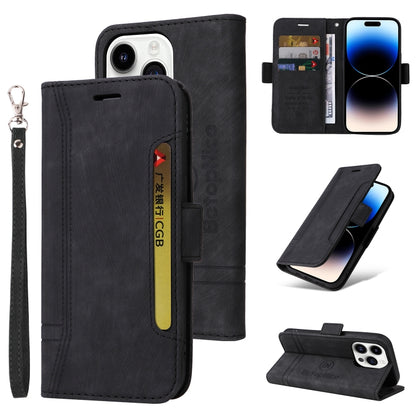 For iPhone 15 Pro BETOPNICE Dual-side Buckle Leather Phone Case(Black) - iPhone 15 Pro Cases by BETOPNICE | Online Shopping UK | buy2fix