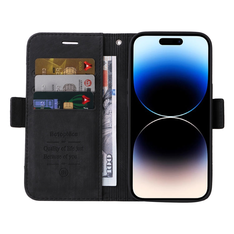 For iPhone 15 Pro BETOPNICE Dual-side Buckle Leather Phone Case(Black) - iPhone 15 Pro Cases by BETOPNICE | Online Shopping UK | buy2fix