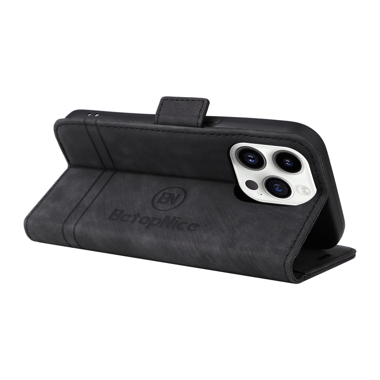 For iPhone 15 Pro BETOPNICE Dual-side Buckle Leather Phone Case(Black) - iPhone 15 Pro Cases by BETOPNICE | Online Shopping UK | buy2fix