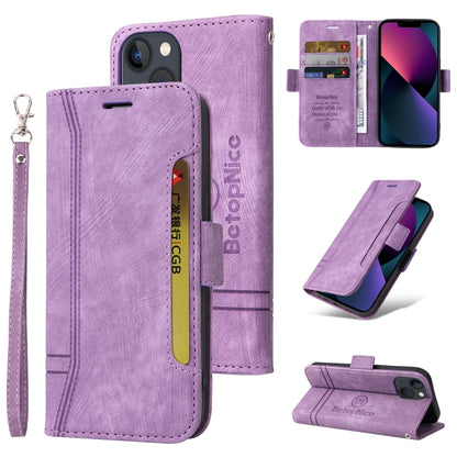 For iPhone 15 BETOPNICE Dual-side Buckle Leather Phone Case(Purple) - iPhone 15 Cases by BETOPNICE | Online Shopping UK | buy2fix