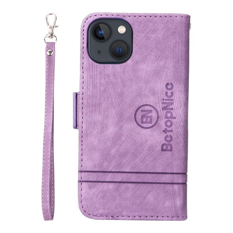 For iPhone 15 BETOPNICE Dual-side Buckle Leather Phone Case(Purple) - iPhone 15 Cases by BETOPNICE | Online Shopping UK | buy2fix
