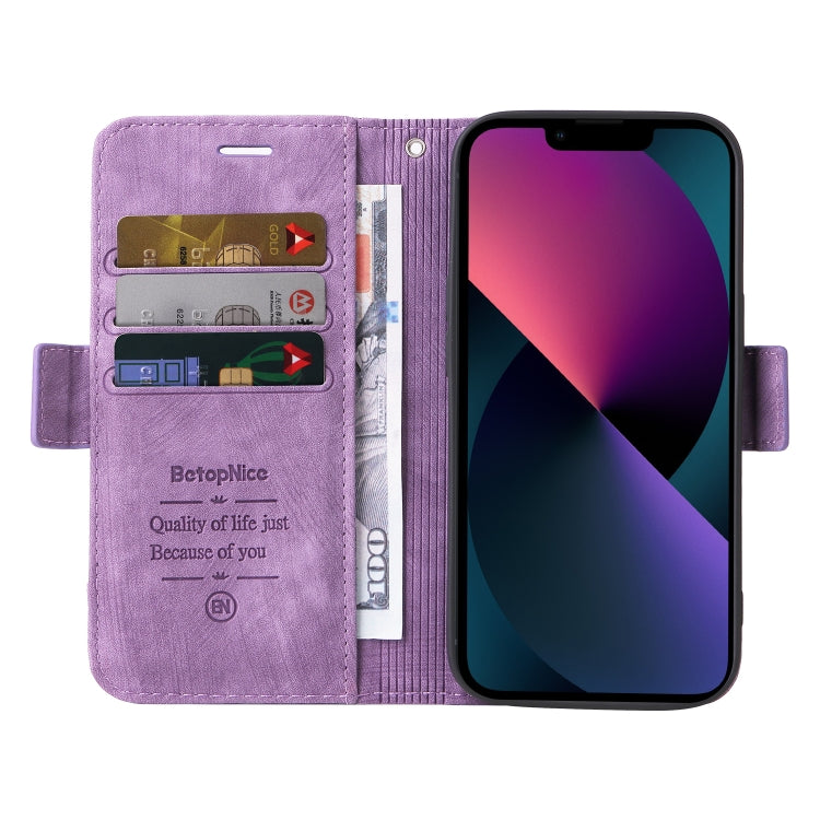 For iPhone 15 BETOPNICE Dual-side Buckle Leather Phone Case(Purple) - iPhone 15 Cases by BETOPNICE | Online Shopping UK | buy2fix