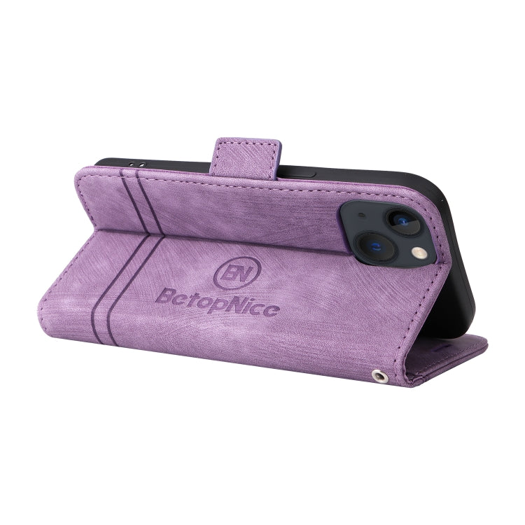 For iPhone 15 BETOPNICE Dual-side Buckle Leather Phone Case(Purple) - iPhone 15 Cases by BETOPNICE | Online Shopping UK | buy2fix