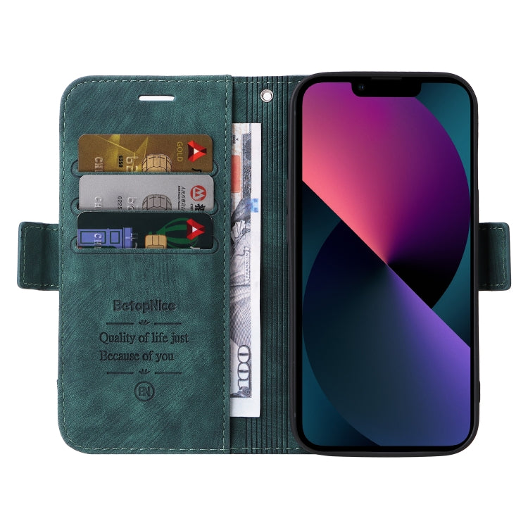 For iPhone 15 Plus BETOPNICE Dual-side Buckle Leather Phone Case(Green) - iPhone 15 Plus Cases by BETOPNICE | Online Shopping UK | buy2fix